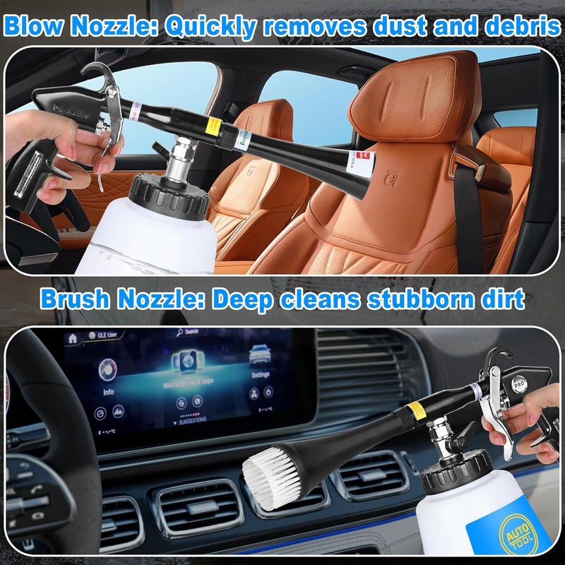 phepetroll Car Cleaning Gun Kit Detailing Interior Dry Air Blow Gun with 2 Nozzle High Pressure Blower Cleaning Tool Kit for Car Surfaces Quickly Blasts Dust, Works with Air Compressor - Image 4